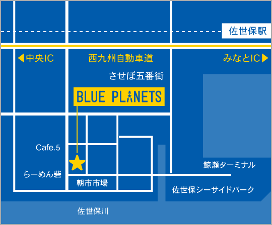 BLUE PLANETS（ブループラネッツ）への地図画像